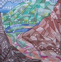 Cuadro Decoración Dibujo a tinta,El río Urubamba visto desde el salar,arte